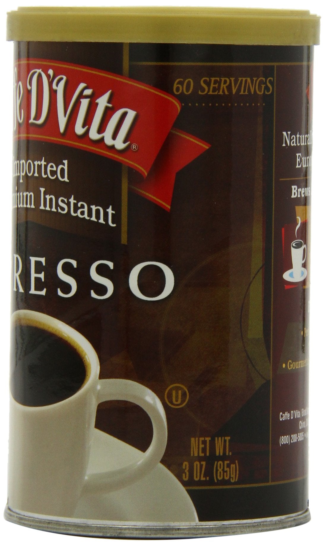 Caffe D Vita, Coffee Inst Espresso, 3 Oz, (Pack Of 6)