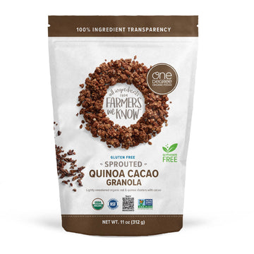One Degree Organic Foods Sprouted Oat Quinoa Cacao Gluten Free Granola - Usda Organic, Vegan (11 Oz. - 6 Pack)