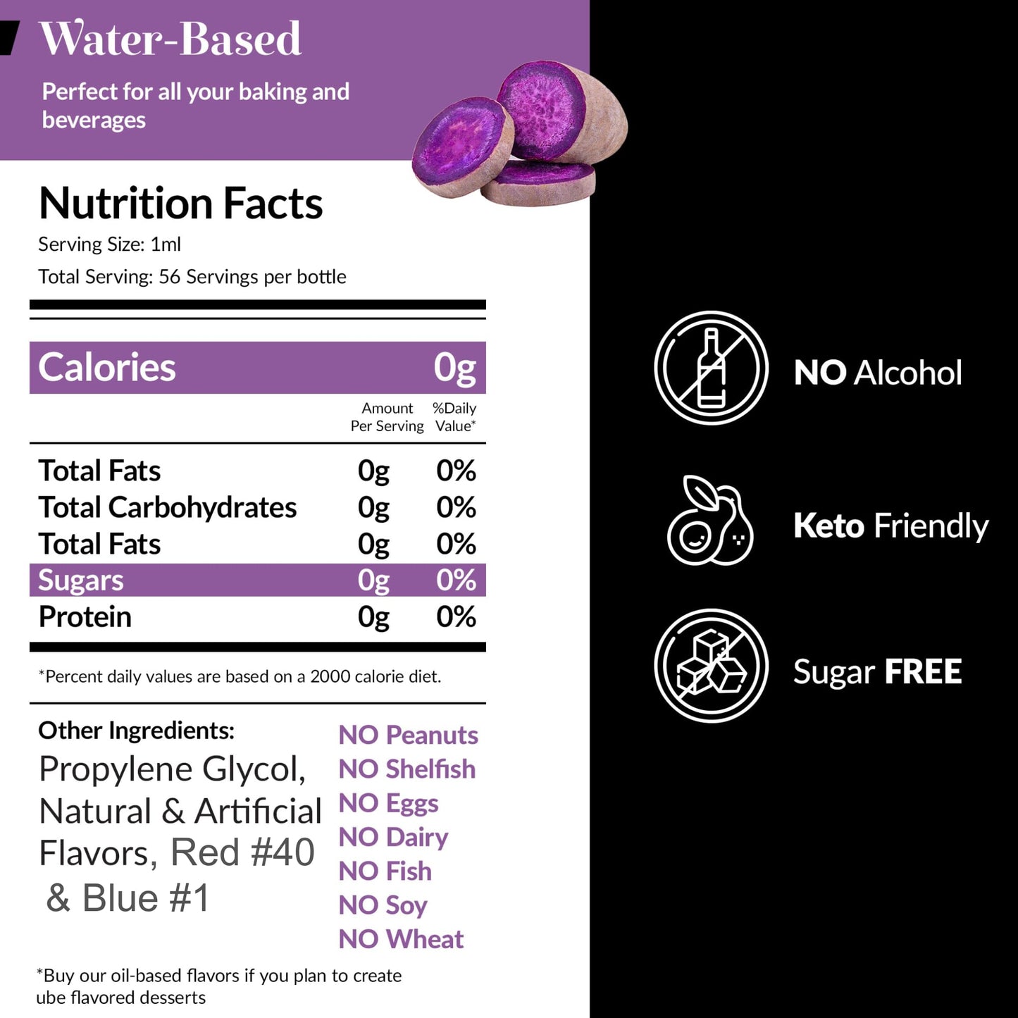 Dolce Flav Purple Ube Extract – Water-Soluble, Sugar-Free Flavoring for Baking & Pastries – 2 Oz.