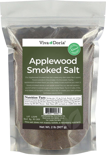 Viva Doria Applewood Smoked Sea Salt, Fine Grain, 32 Ounce (Pack of 1)