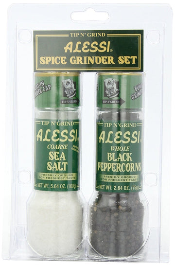 Alessi Grinder Set - Sea Salt & Black Peppercorns - Pack of 6 - Glass - Black - Model 8541944344