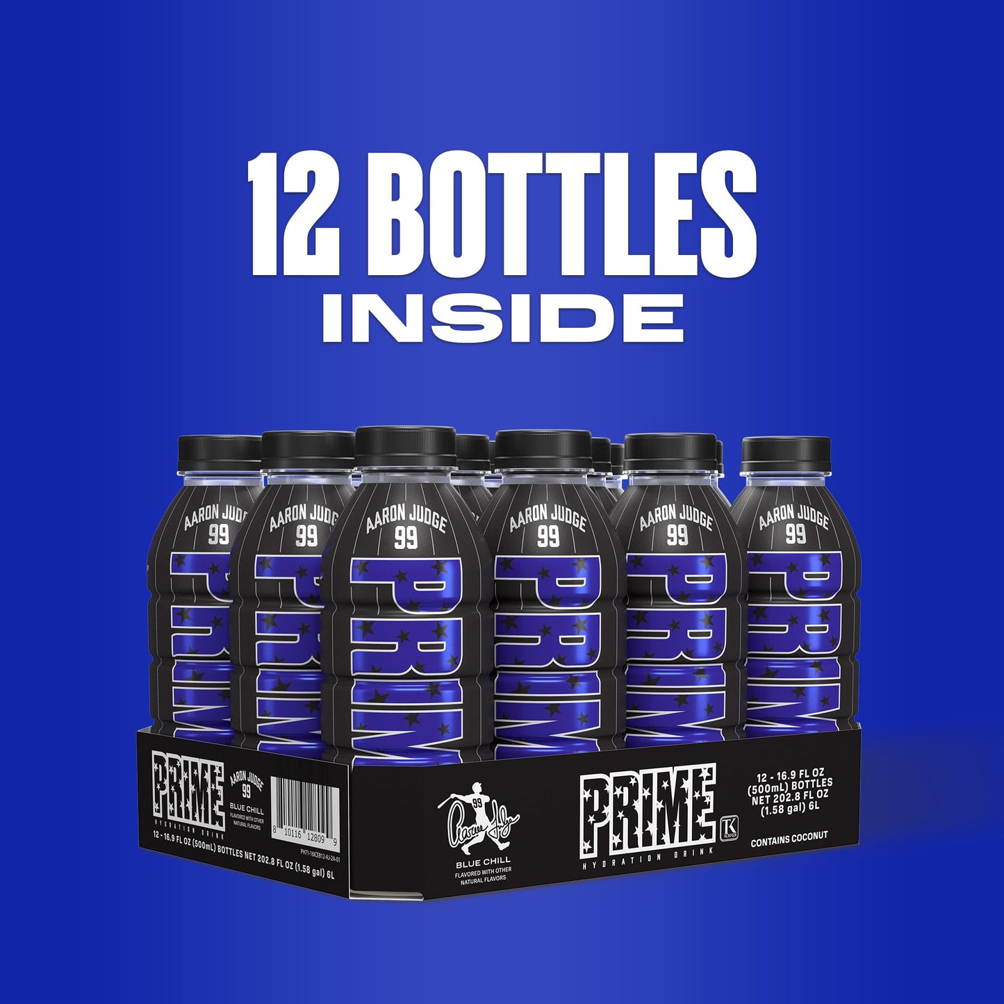PRIME Hydration Aaron Judge  Sports Drinks  Electrolyte Enhanced for Replenishing Fluids  250mg BCAAs  B Vitamins  Antioxidants  Low Sugar  16.9 Fl Oz  12 Pack