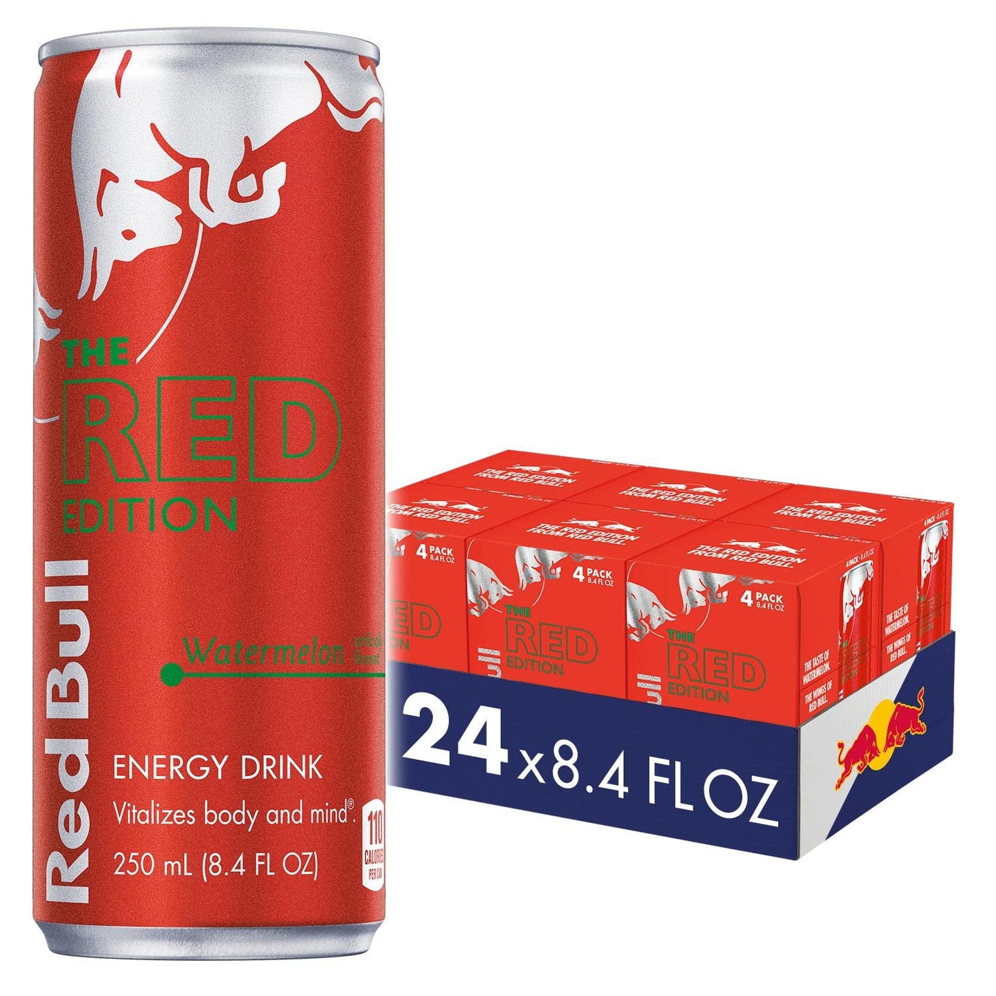 Red Bull Red Edition Energy Drink, Watermelon, 80mg Caffeine, 8.4 Fl Oz, 24 Pack (6x4)
