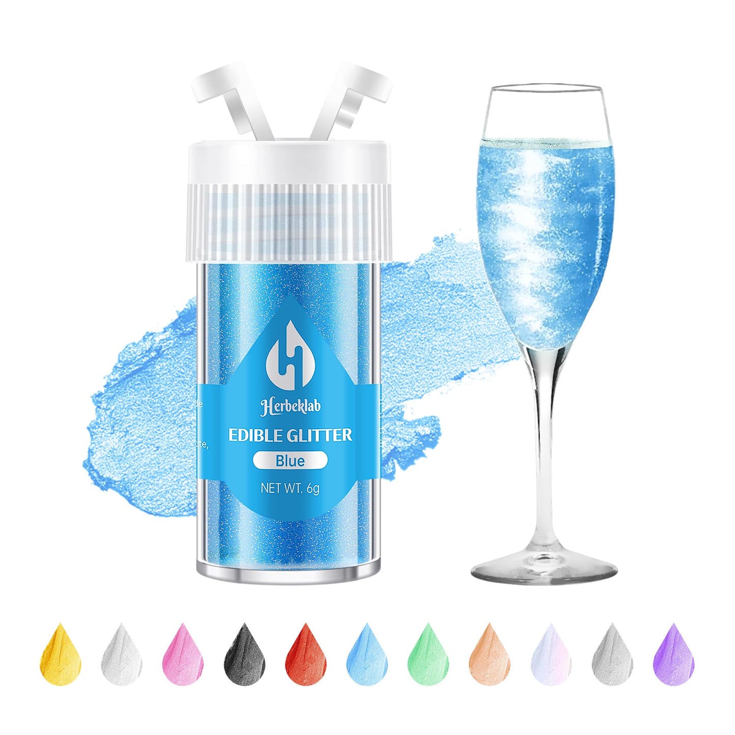 Blue Edible Glitter For Cocktails - 6G Blue Luster Dust Edible Drink Glitter Food Grade Metallic Shimmer Powder Sprinkles For Be