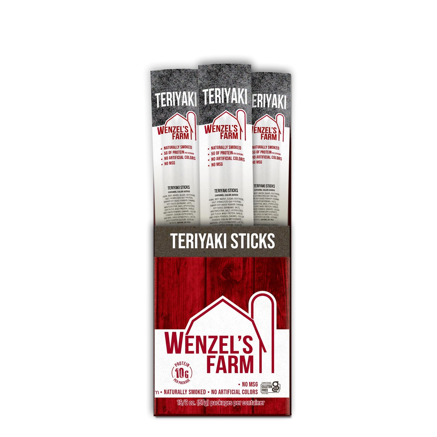 Wenzels Farm Teriyaki Sticks, High Protein, Low Carb, Gluten Free, 32 Count