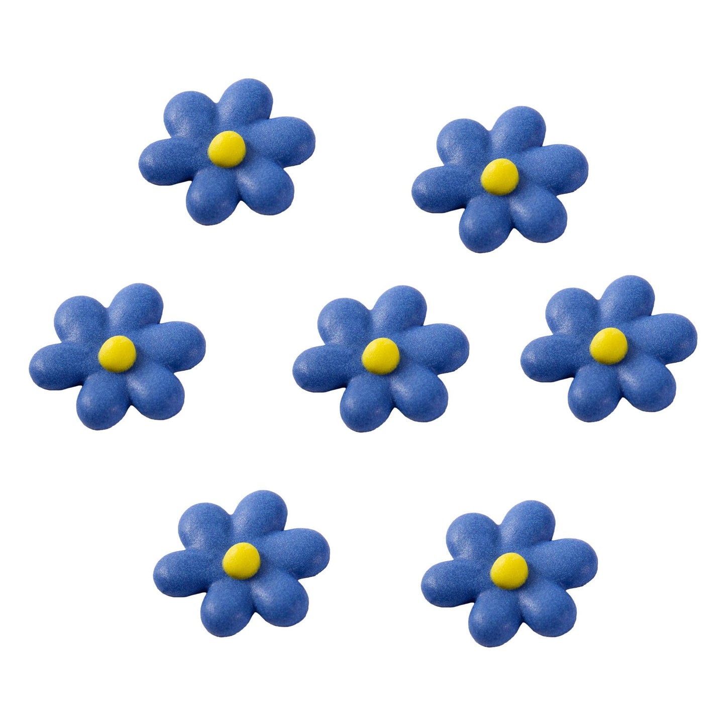 OCREME 6-Petal Royal Icing Sugar Flower Decorations Set of 25, 3/4 Inch, Blue, Model OCRIF-45
