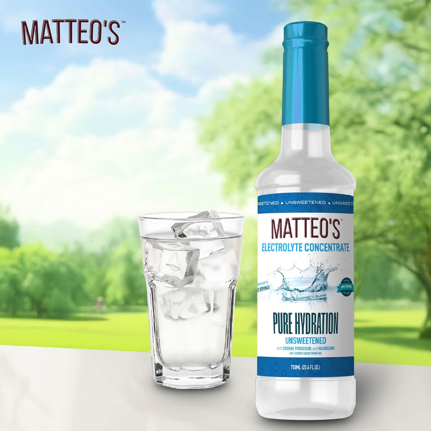 Matteos Electrolyte Drink Concentrate - Sugar-Free, Plain Flavor, 25.4 Fl Oz, Ideal for Workouts and Travel