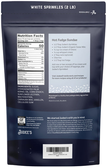 Judee'S Gluten Free White Sprinkles 2 Lb - Gluten-Free And Nut-Free - Brighten Up Your Baked Goods - Great For Cookie And Cake D