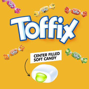 Toffix | Fruit Chews Assorted Bulk Candy 250+ Pieces | Center-Filled Soft Fruit Chews Candy - Individually Wrapped - 2.2 Pound (