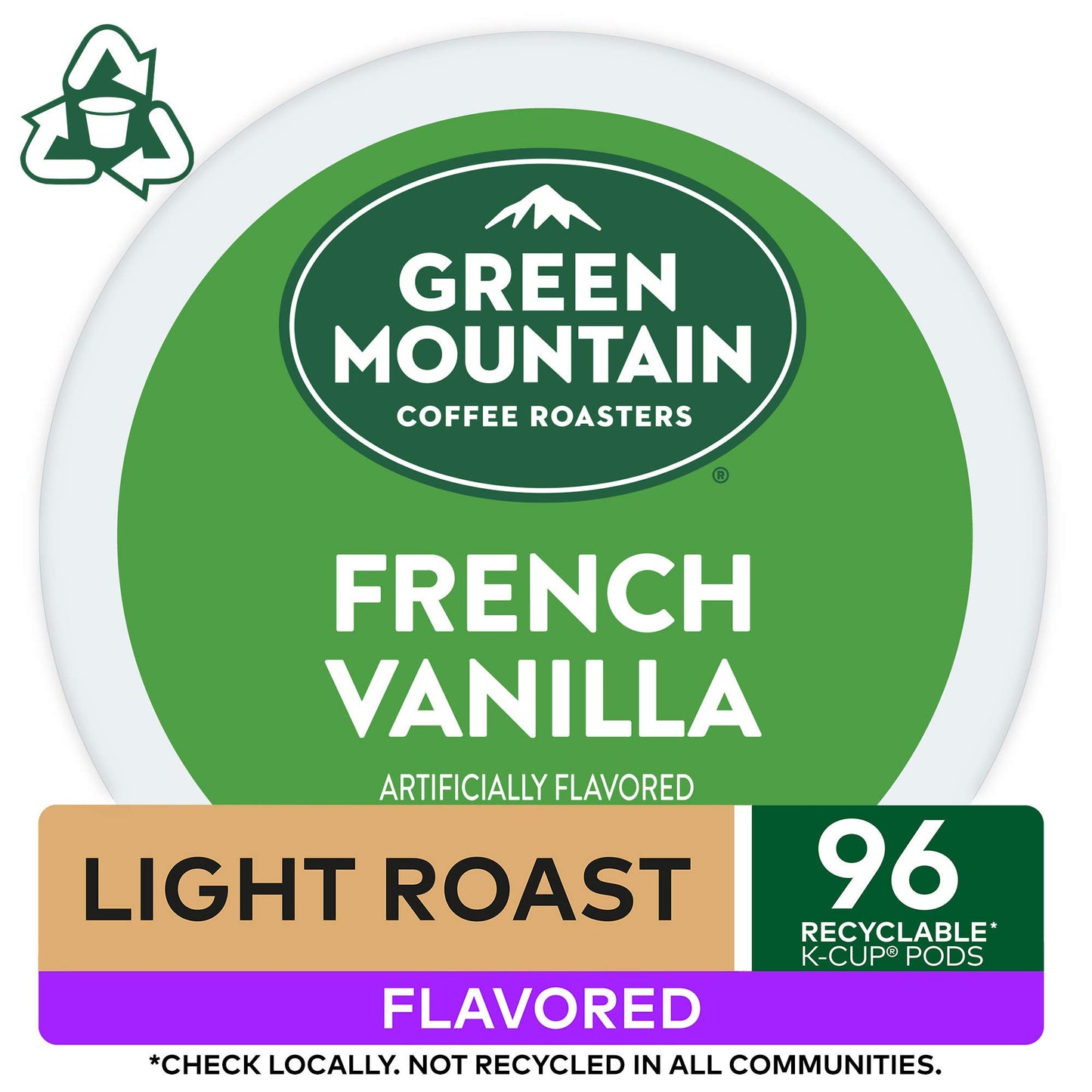 Green Mountain Coffee Roasters French Vanilla Coffee, Keurig Single-Serve K-Cup Pods, Light Roast, 96 Count (4 Packs Of 24)
