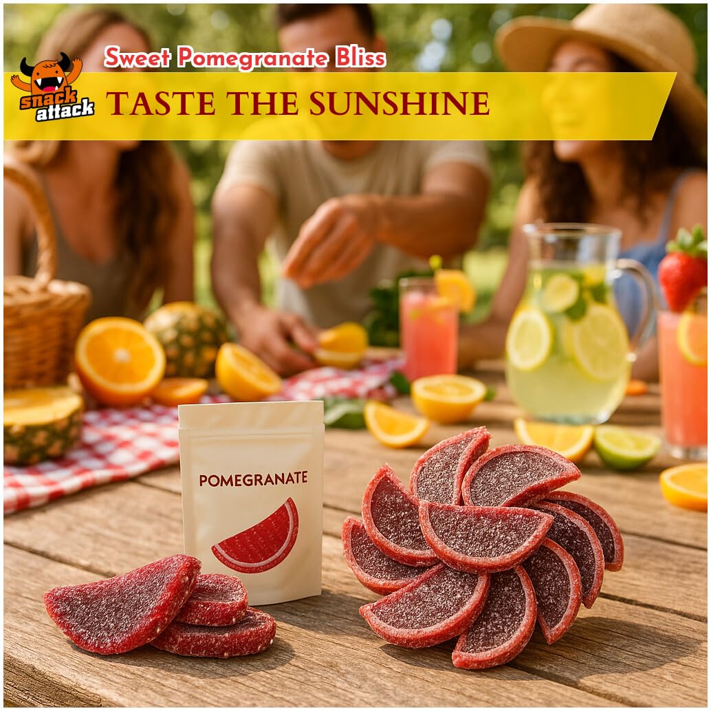 Snack Attack Pomegranate Fruit Slices Gummy Candy Soft Chewy   2lb Bag