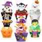 Fumete 72 Pcs Halloween Cupcake Toppers Party Cake Toppers Wrappers Pumpkin Vampire Witch Cupcake Toppers Halloween Cupcake Line