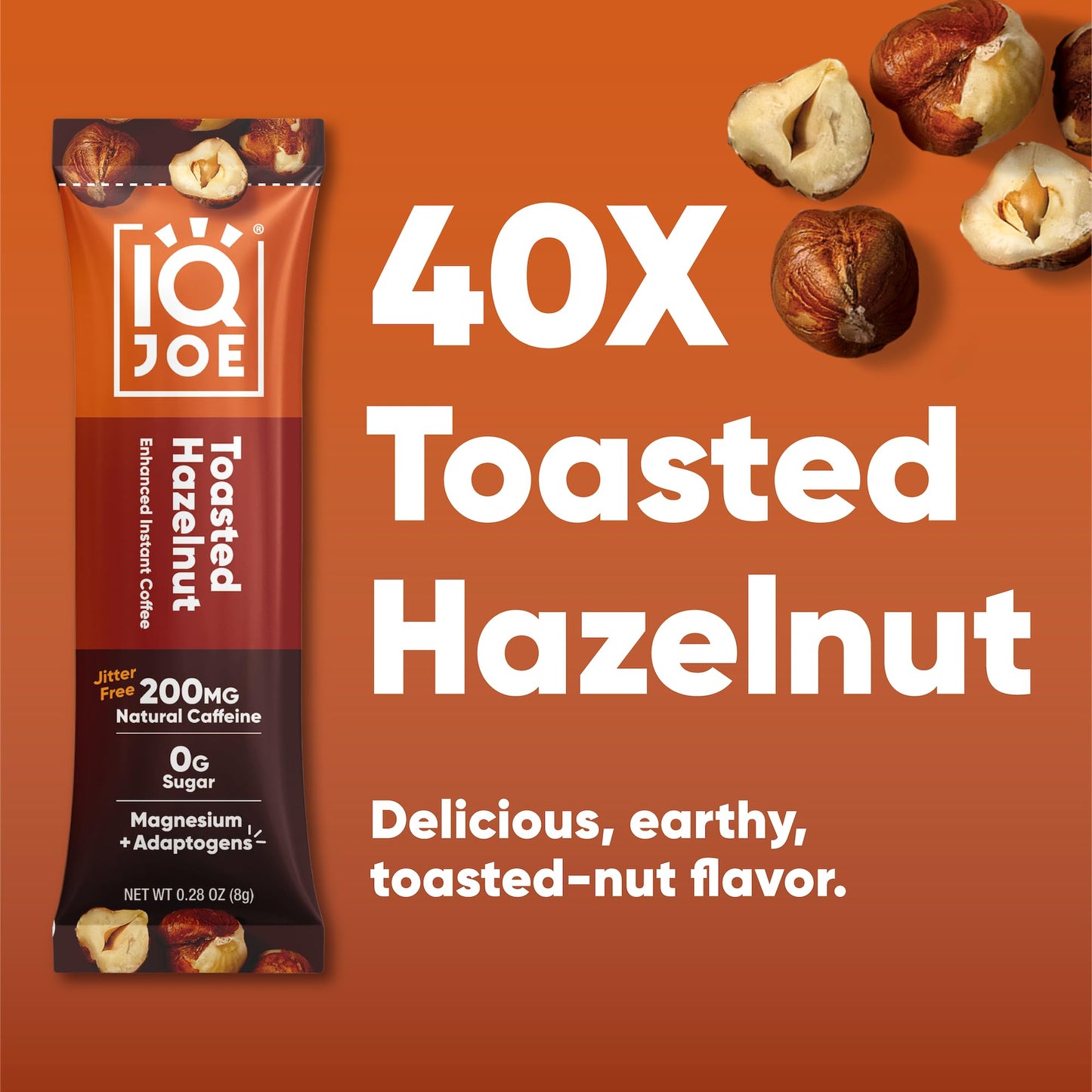 IQBAR Mushroom Coffee Packets - Toasted Hazelnut - 40 Servings - Sugar Free, Vegan, Instant Coffee for Focus and Energy Boost