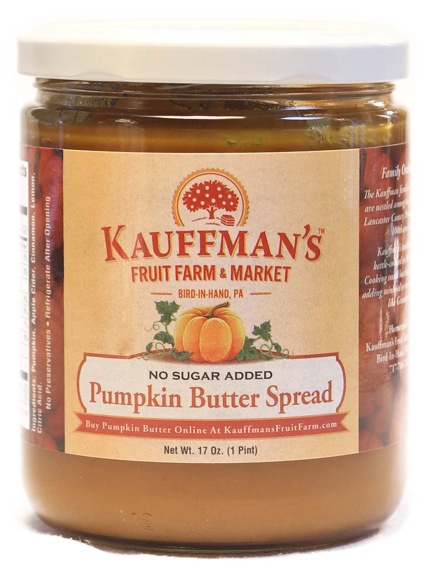 Kauffmans Fruit Farm Pumpkin Butter Spread, No Sugar Added, 17 Oz. (Pack of 6)