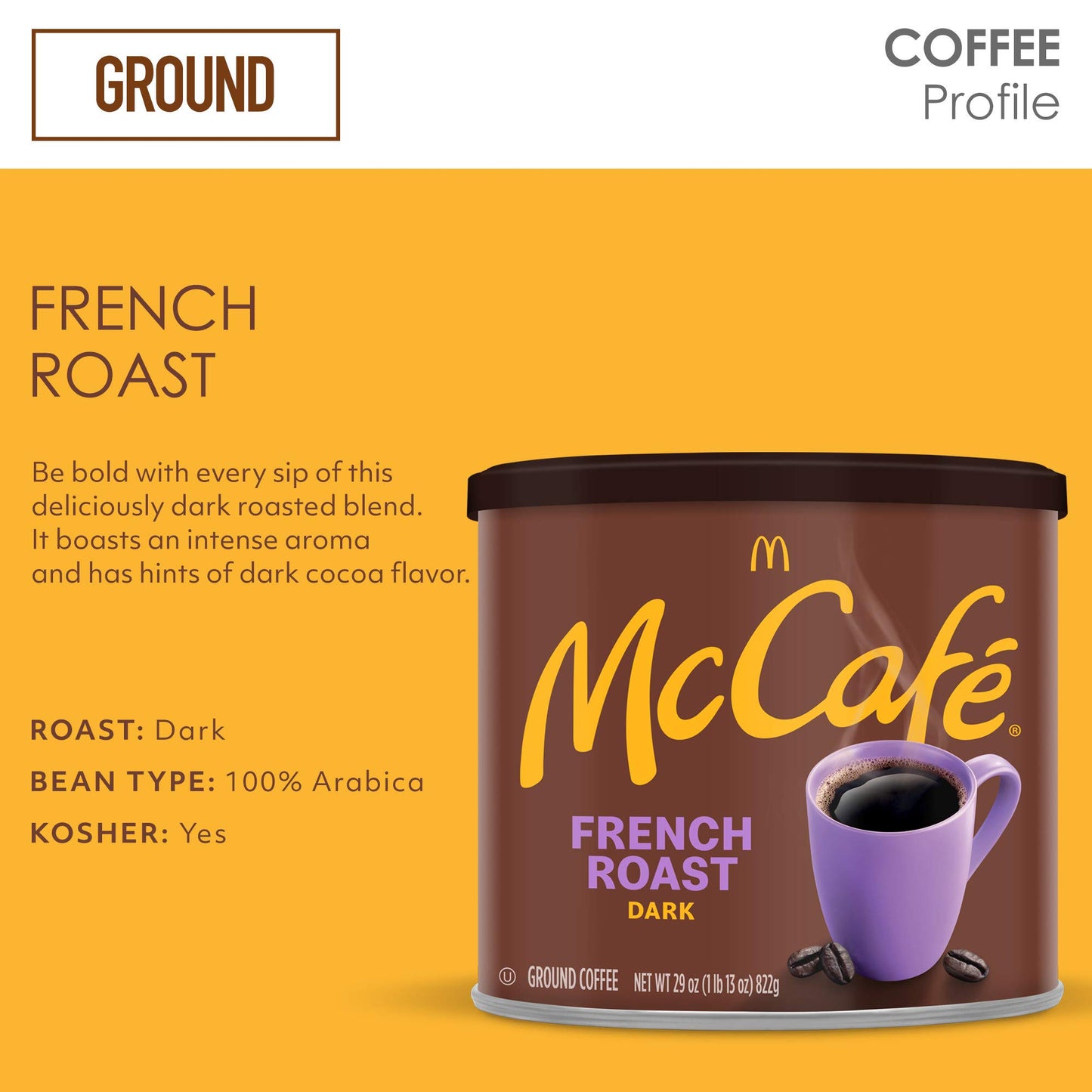 McCafe French Roast  Dark Roast Ground Coffee  29 oz Canister