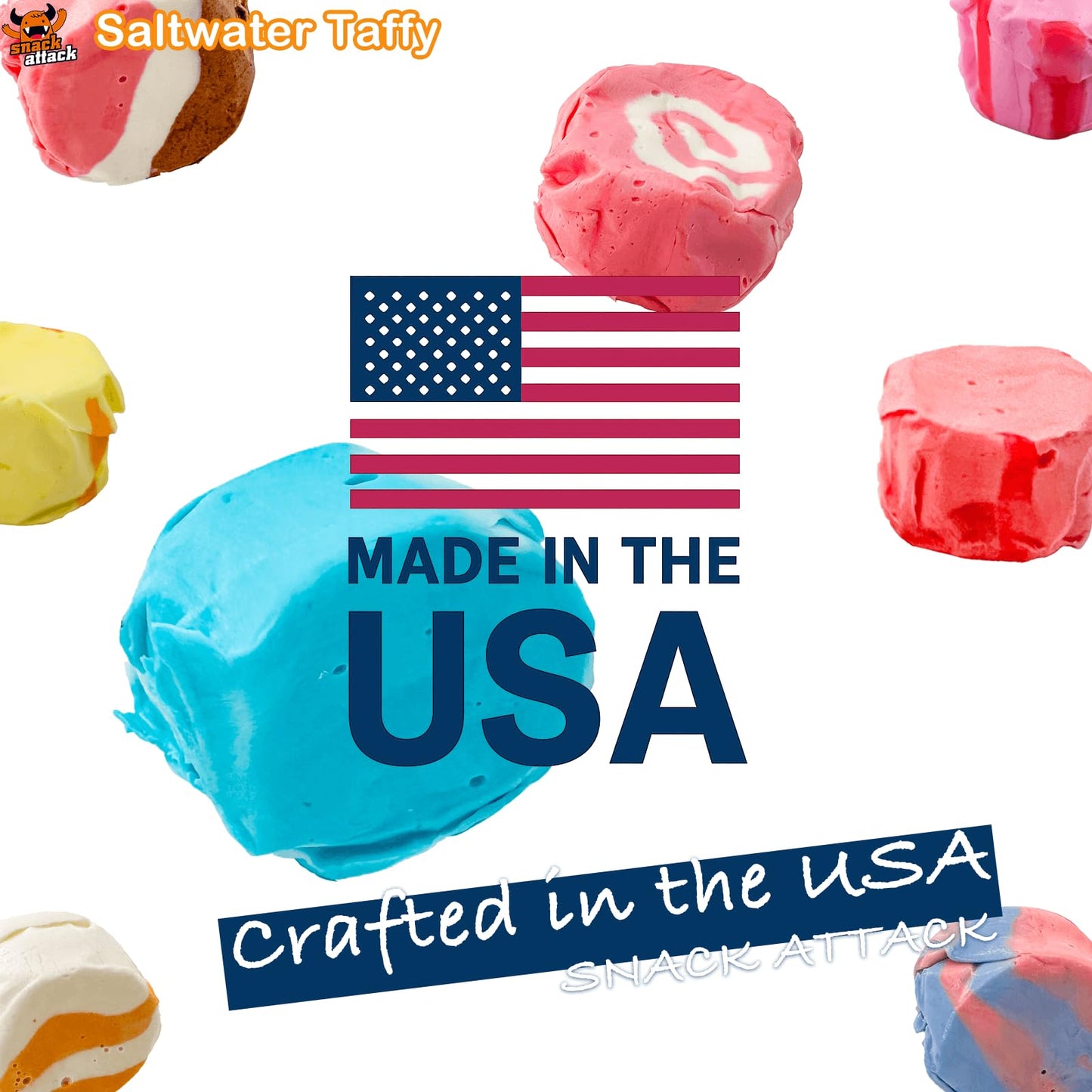 Snack Attack Salt Water Taffy Individually Wrapped Bulk 1Lb Bag - Chewy Saltwater Taffy Candy, Assorted Coastal Flavors | Gluten