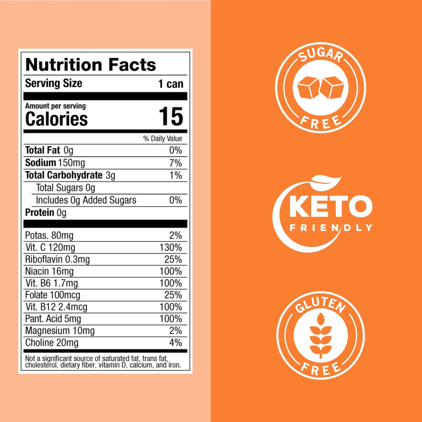 ZOA Zero Sugar Energy Drinks, Wild Orange, Sugar Free, Electrolytes, 16 Fl Oz (12-Pack)