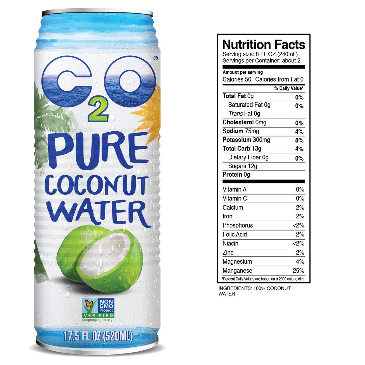 C20, Coconut Wtr Pure, 17.5 Oz, (Pack Of 12)