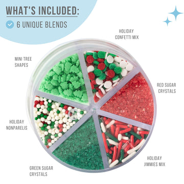 Sweets Indeed Christmas Sprinkles, Edible Sprinkle Mix, Tree Confetti, Jimmies, Sanding Sugar, Perfect For Cake Decorations, Bak