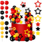Teenyyou 57 Pcs Cake Topper Set - Black Red Yellow Star Decorations for Birthday, Baby Shower - Various Sizes