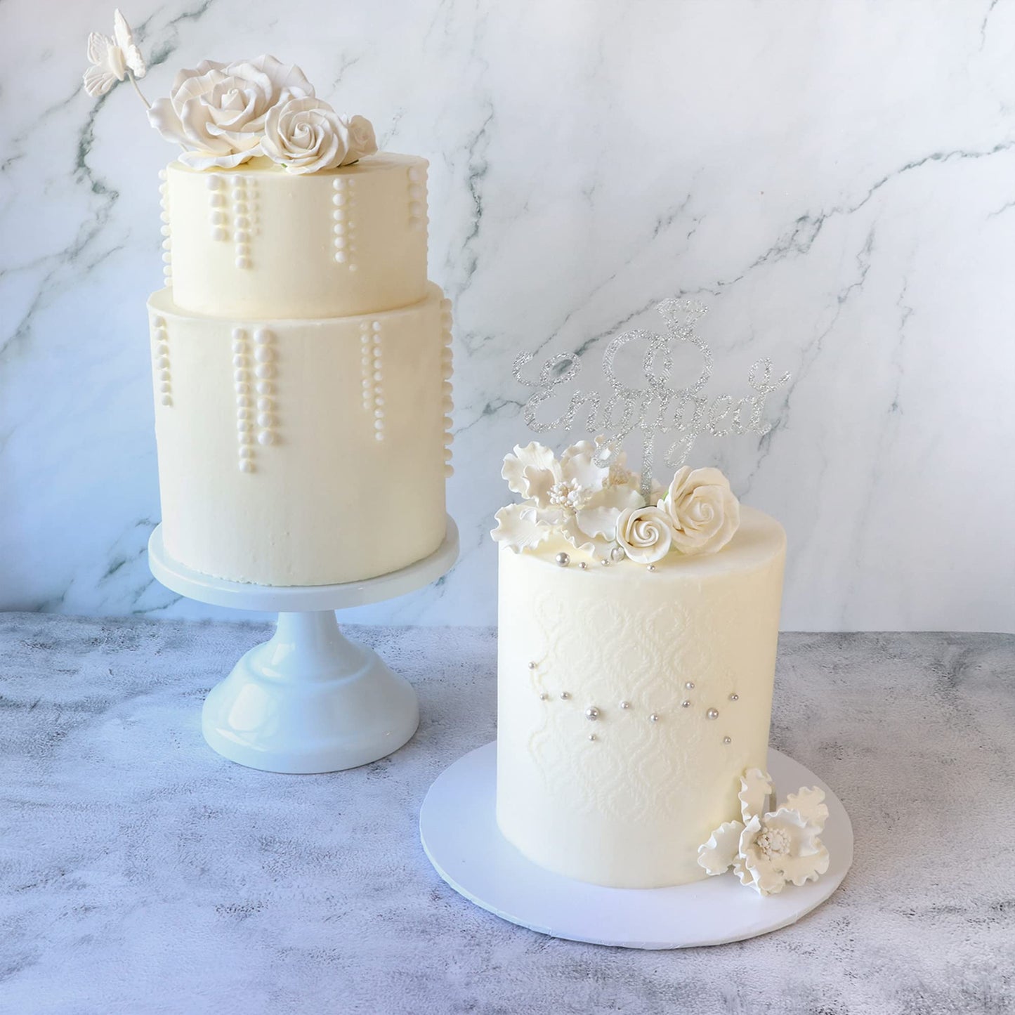 O'Creme Garden Roses Gumpaste Flower Set - White Edible Flowers For Cake Decorating - Sugar Paste Flower Decorations For Cakes,