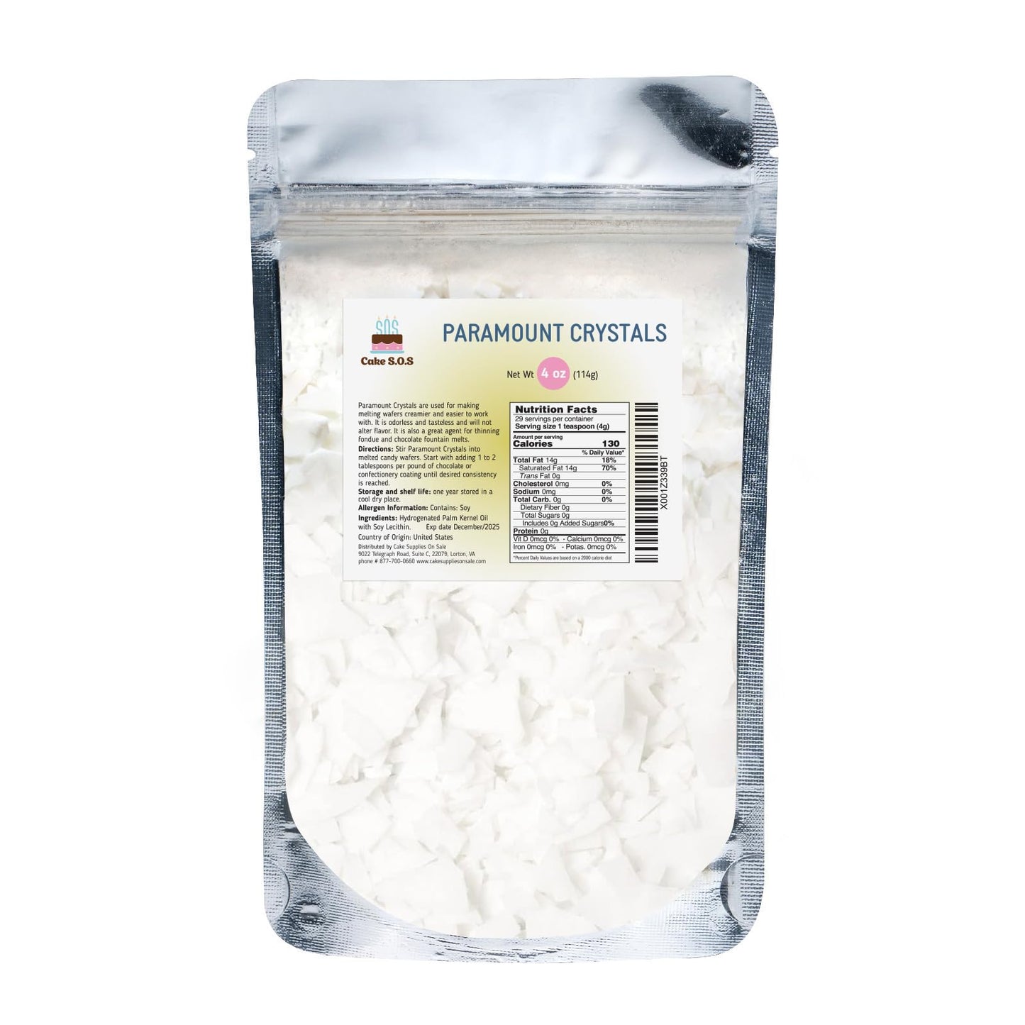 Paramount Crystals for Melting Chocolate, Carob, Candy Melts & Yogurt Coatings (4-ounces Bag)