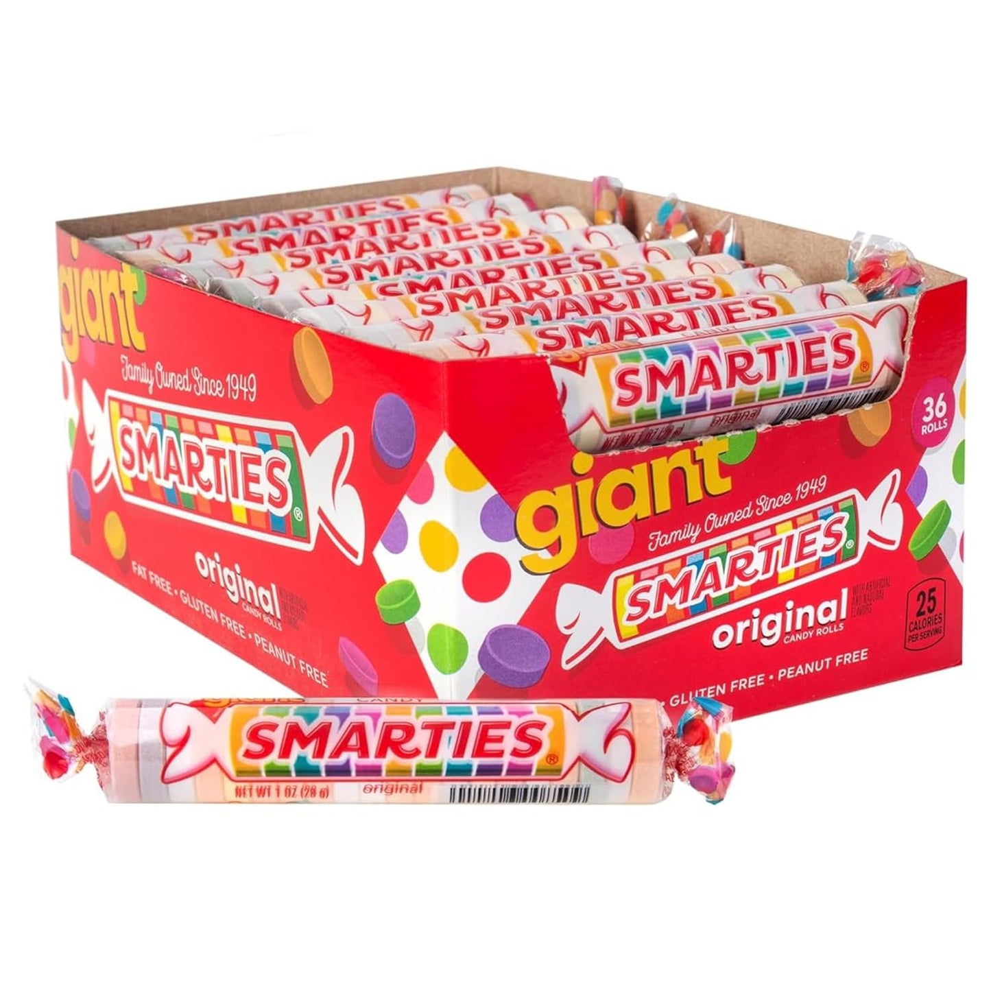 Smarties Candy Rolls, Giant 34 Ounce Counter Top Box, 36 Count, Orange