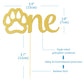 Gold Paw One Cake Topper - Golden Glitter Cardstock 1st Birthday Cake Smash Party Decoration Supplies for Baby, Single Sided Dog