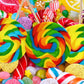 Jumbo Rainbow Swirl Lollipop, Mixed Fruit Flavor, Individually Wrapped, 4'' Inch Sucker (48-Pack)