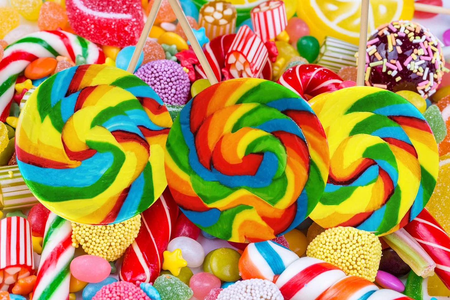 Jumbo Rainbow Swirl Lollipop, Mixed Fruit Flavor, Individually Wrapped, 4'' Inch Sucker (48-Pack)