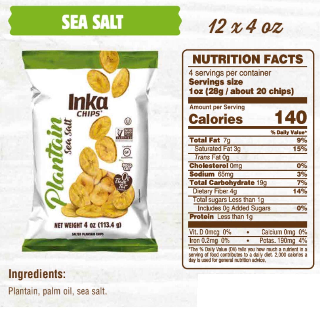 Inka Crops Inka Chips, Seasalt Plantain Chips, 4 Ounce (Pack Of 12)