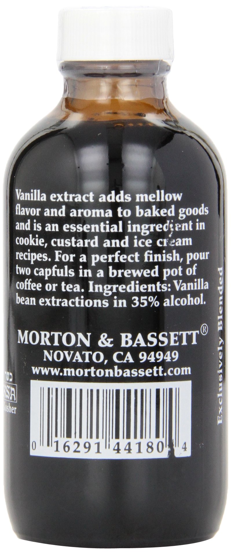 Morton & Bassett Pure Vanilla Extract, Non-GMO, 4 fl oz, Rich Flavor for Baking & Desserts