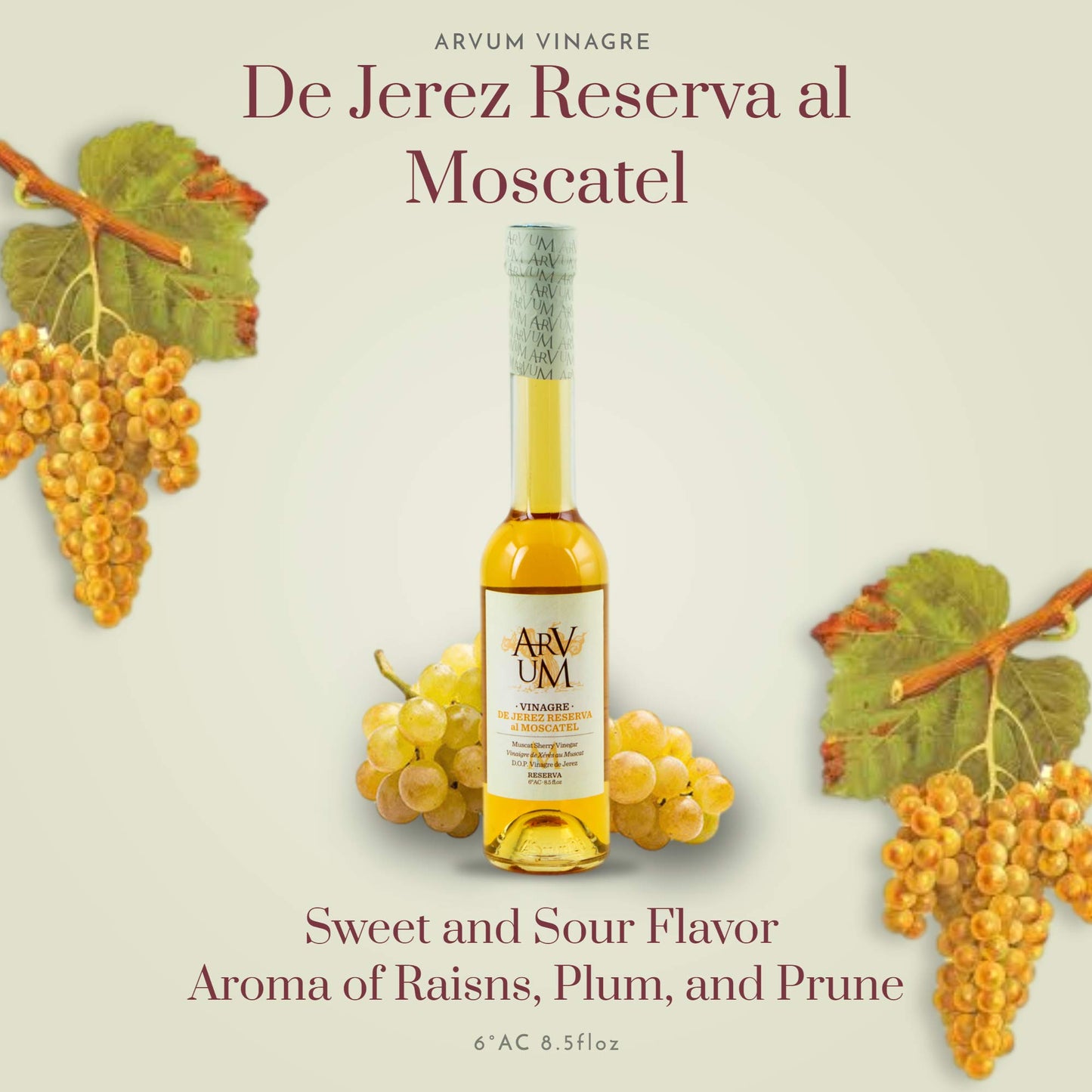 Arvum Moscatel Reserva Sherry Vinegar, Oak Aged, 8.5 Ounces
