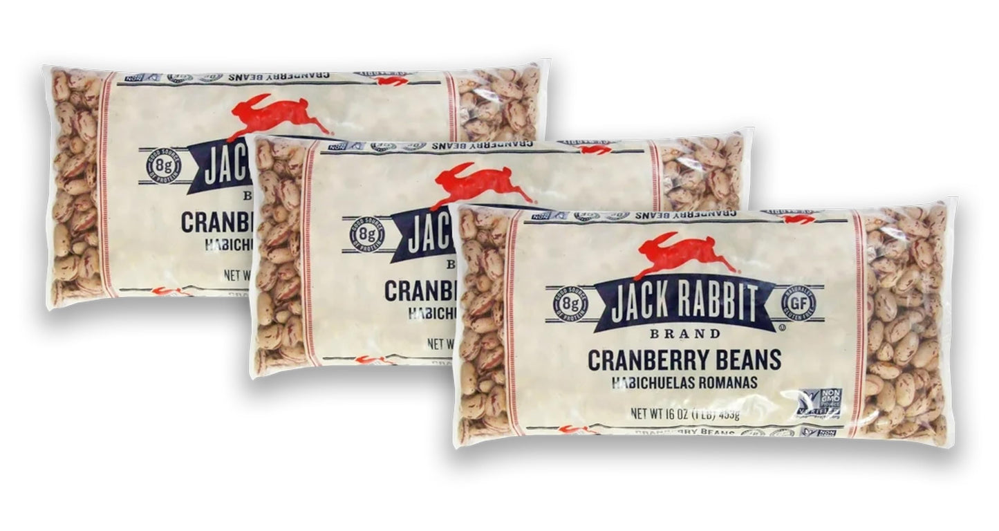 Jack Rabbit Cranberry / Roman Beans (Pack of 3) 16 oz Bags