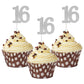 Sumerk 24Pcs Number 16 Cupcake Toppers Silver Glitter 16Th Birthday Cupcake Picks Anniversary Party Decorations