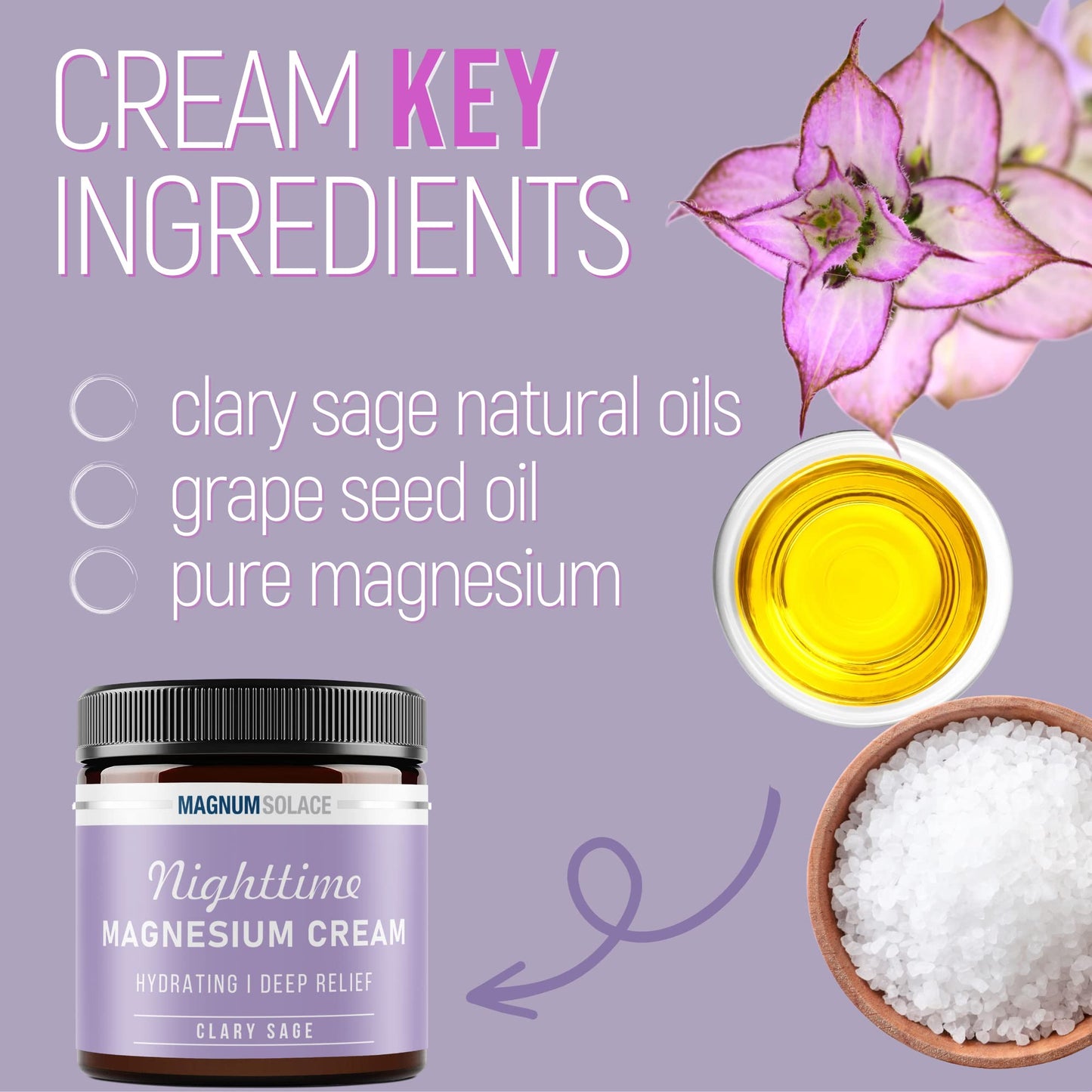 Magnesium Lotion - Nighttime Magnesium Cream - Apply To Legs, Arms Or Chest - Topical Magnesium Chloride - Usa Made And Safe For