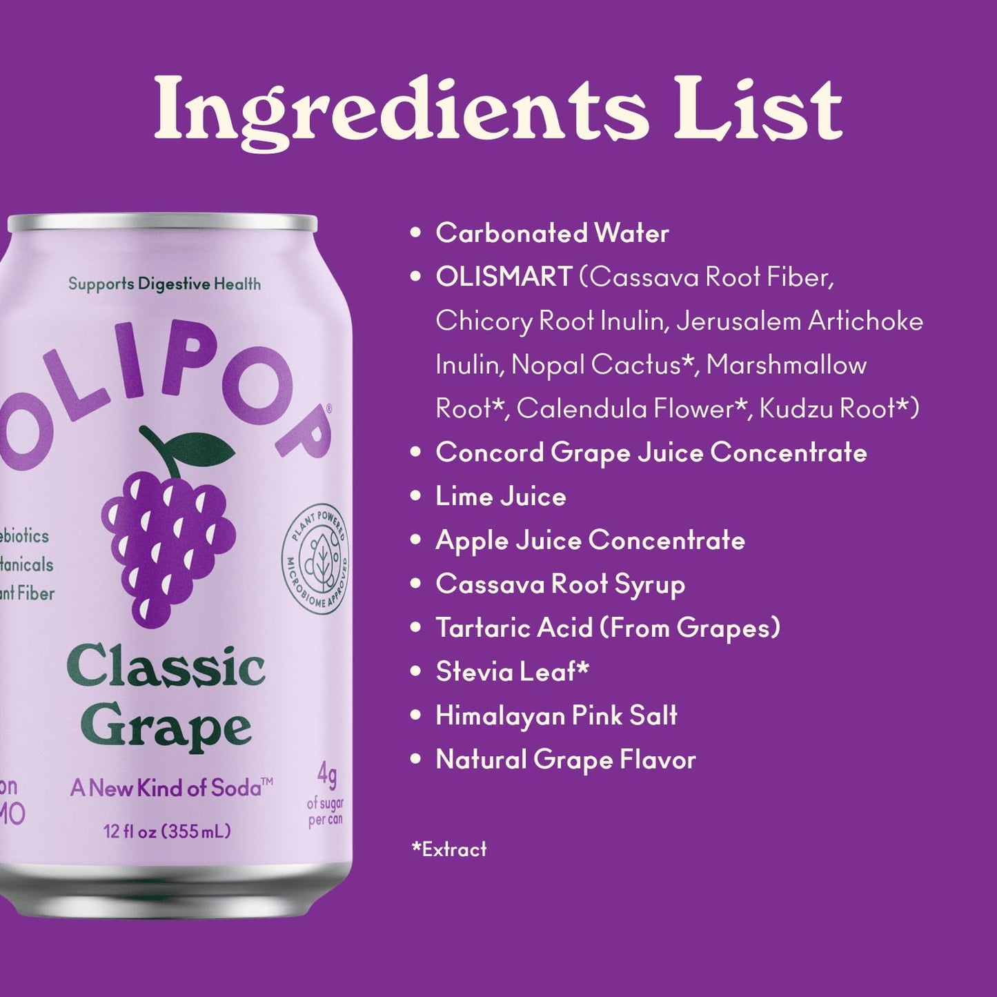 OLIPOP - Classic G Sparkling Tonic  Healthy Soda  Prebiotic Soft Drink  Aids Digestive Health & Immune Health  High in Plant Fiber  Caffeine Free  Low Calorie  Low Sugar 12 oz