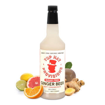 Top Hat Provisions Keto Sugar Free Ginger Beer Syrup Mix - 32oz Bottle - Naturally Sweetened with Monk Fruit