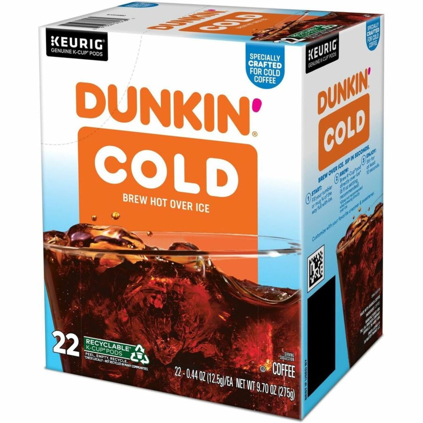 Dunkin Donuts Brew K-Cup  Pod Over Ice  Keurig Single Serve K-Cup Pods  22 Count - Smooth - K-Cup  Pod - Roasted  Arabica - Kosher - 22 / Pack