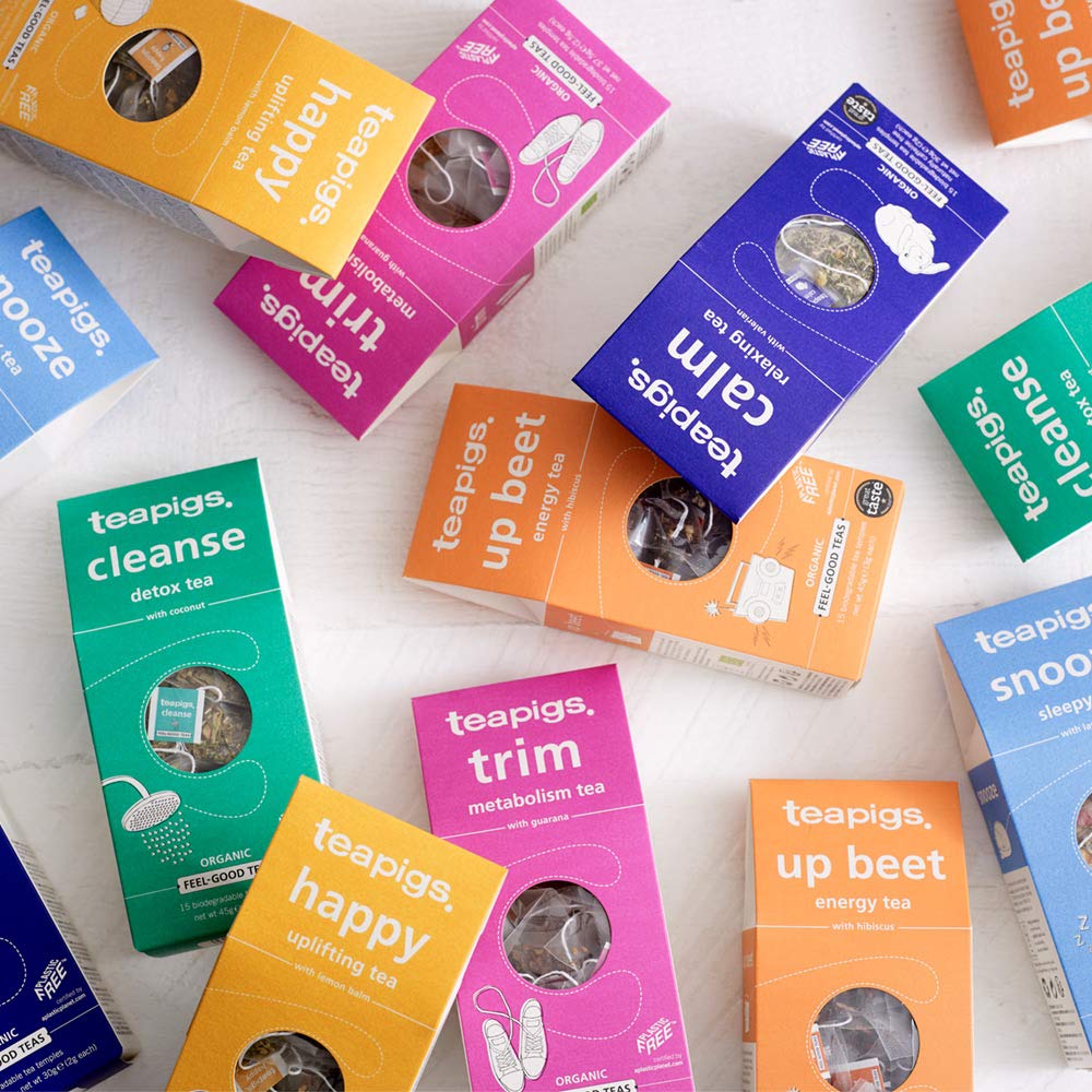 Teapigs Organic Happy Herbal Tea Made With Whole Leaves (6 Packs of 15 Tea Bags)