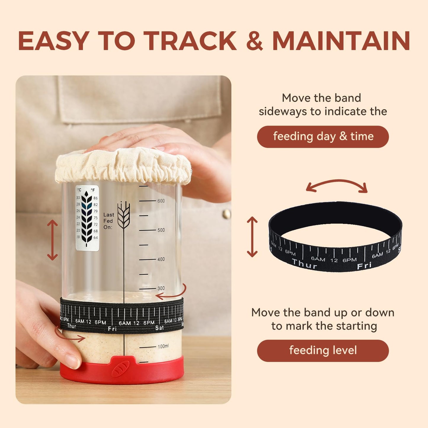 INOBYO Sourdough Starter Jar  24 OZ Wide Mouth Sour Dough Starter Jars Glass  Sourdough Starter Kit  Sourdough Bread Baking Supplies for Beginners and Pro  1 Pack