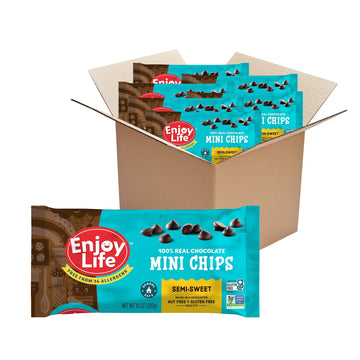 Enjoy Life Semi-Sweet Mini Chocolate Chips, Baking Chocolate Chips Bundle, Vegan, Dairy Free, Gluten Free, Nut Free, Kosher, Soy Free Allergy Friendly, 6 Bags (10 Oz Each)