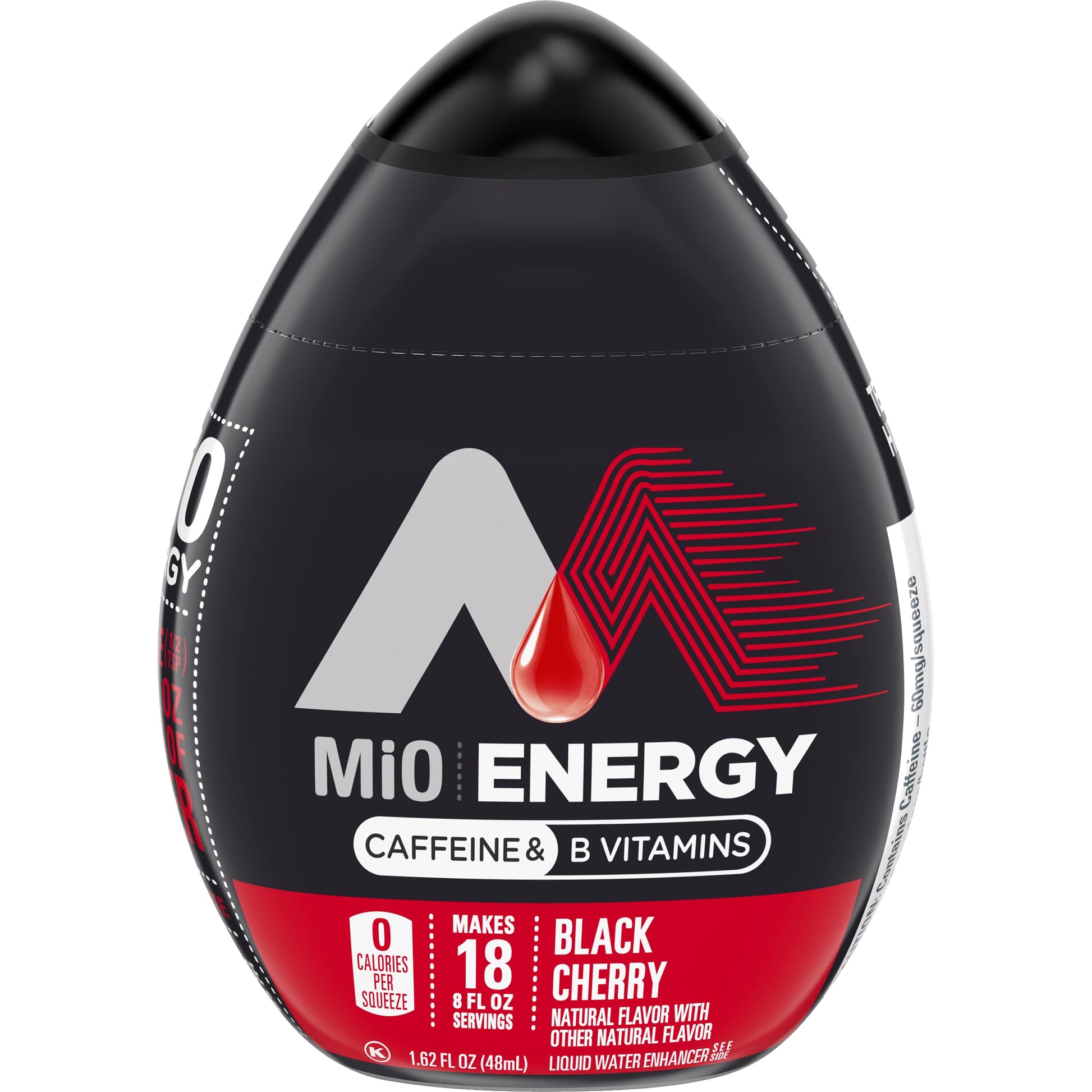 MiO Energy Black Cherry Liquid Water Enhancer, Caffeinated, 1.62 Fl Oz, Pack of 4