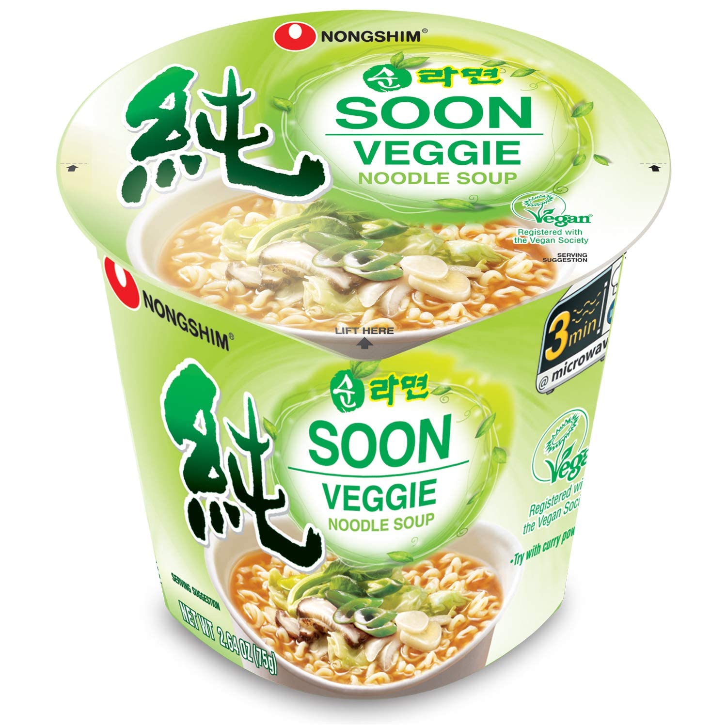 Soon Cup Noodle Soup, Veggie, 15.84 Oz, Pack Of 6