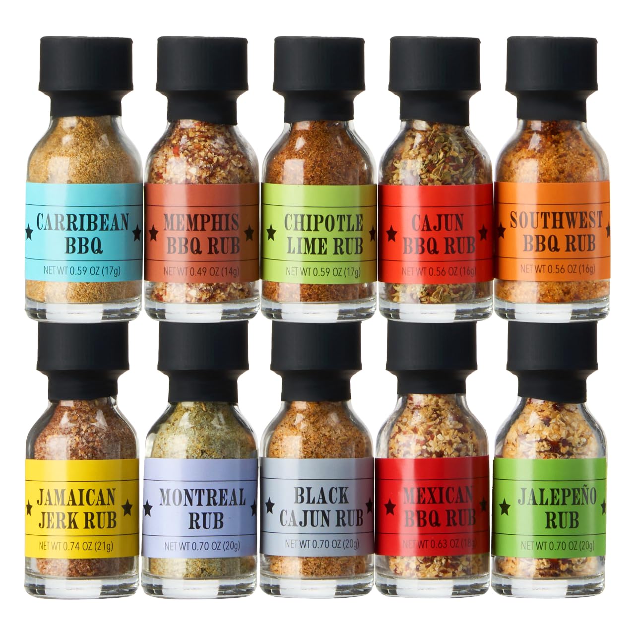 Kiri & Sons Smokehouse Bbq Gourmet Grilling Spice Set | 10-Set | Glass Bottle Seasonings, Grill Seasoning Flavors Include Caribb