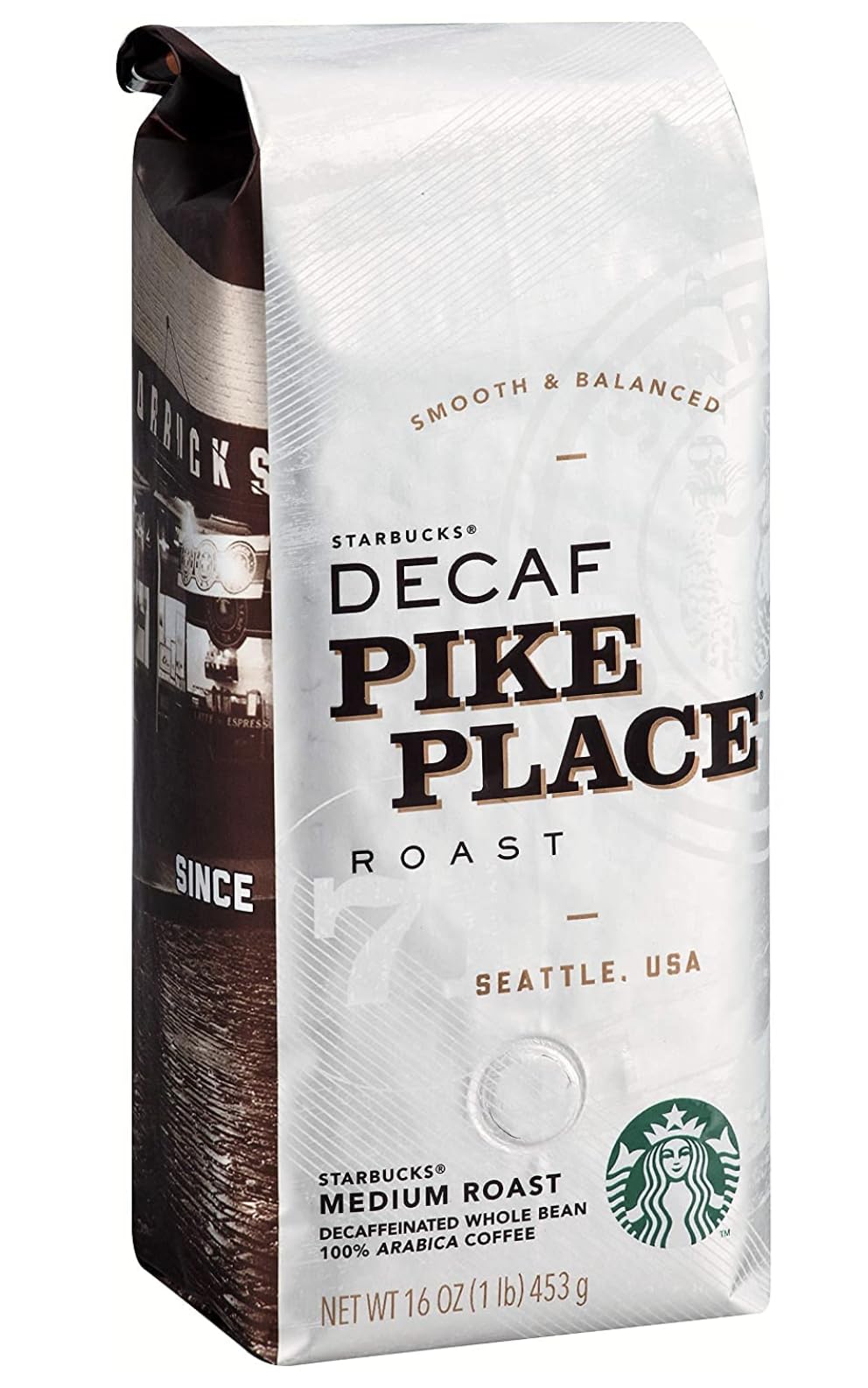 Starbucks Decaf Whole Bean Coffee, Pike Place, 16 Oz