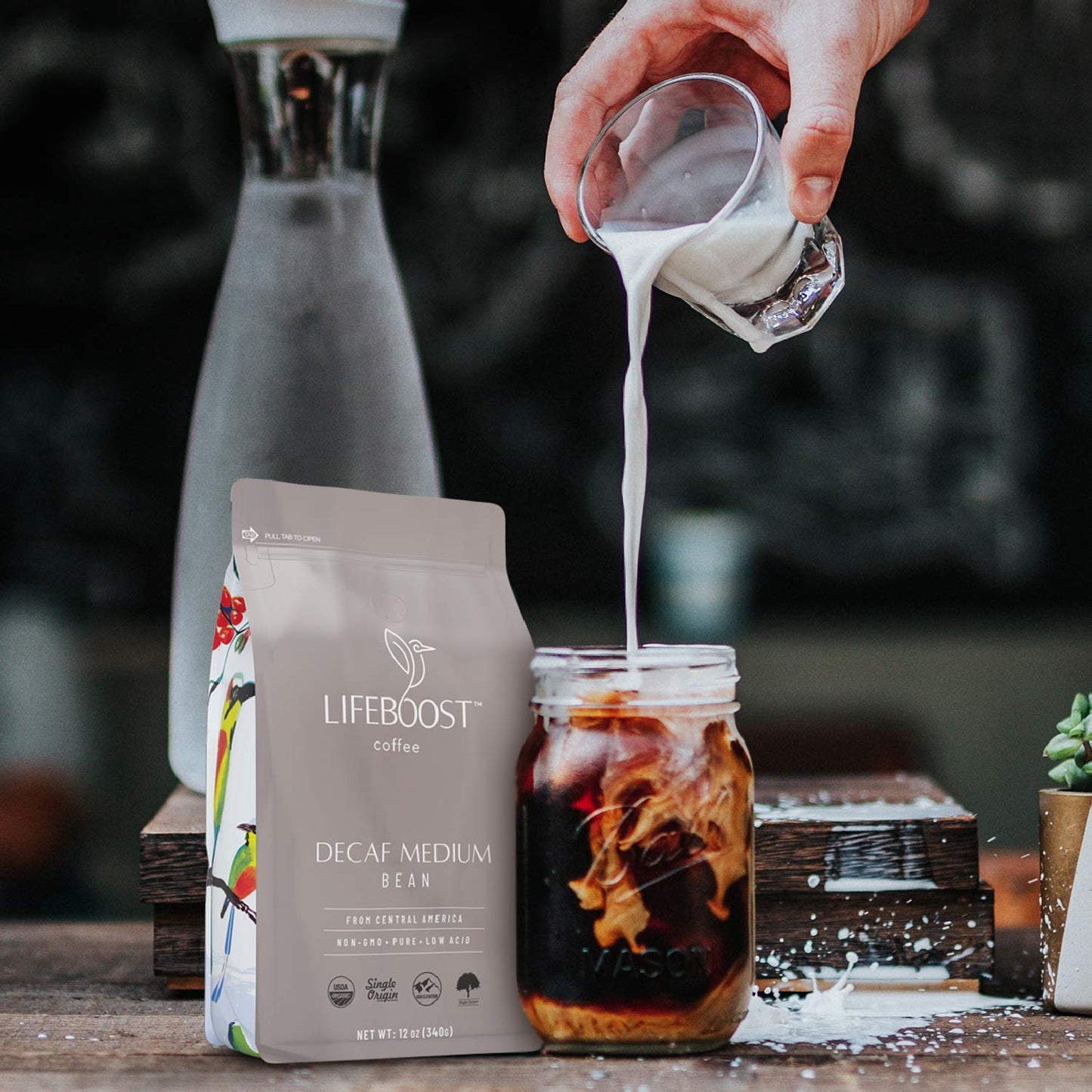 Lifeboost Coffee Medium Decaf Coffee Beans - Swiss Water Decaf Coffee - Low Acid Organic Decaf Coffee Beans - Third Party Tested