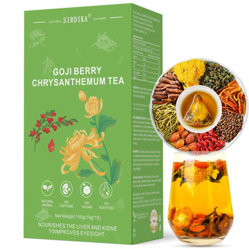 SIRDIKA Goji Berry Chrysanthemum Tea Bags, Vegan & Sugar-Free, 15 Bags per Box