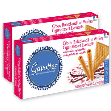 Gavottes Ice Cream Wafer Cookies 2 Pack | Crisp & Crunchy Wafer Thins | 3.52oz (100g each) | Made in France
