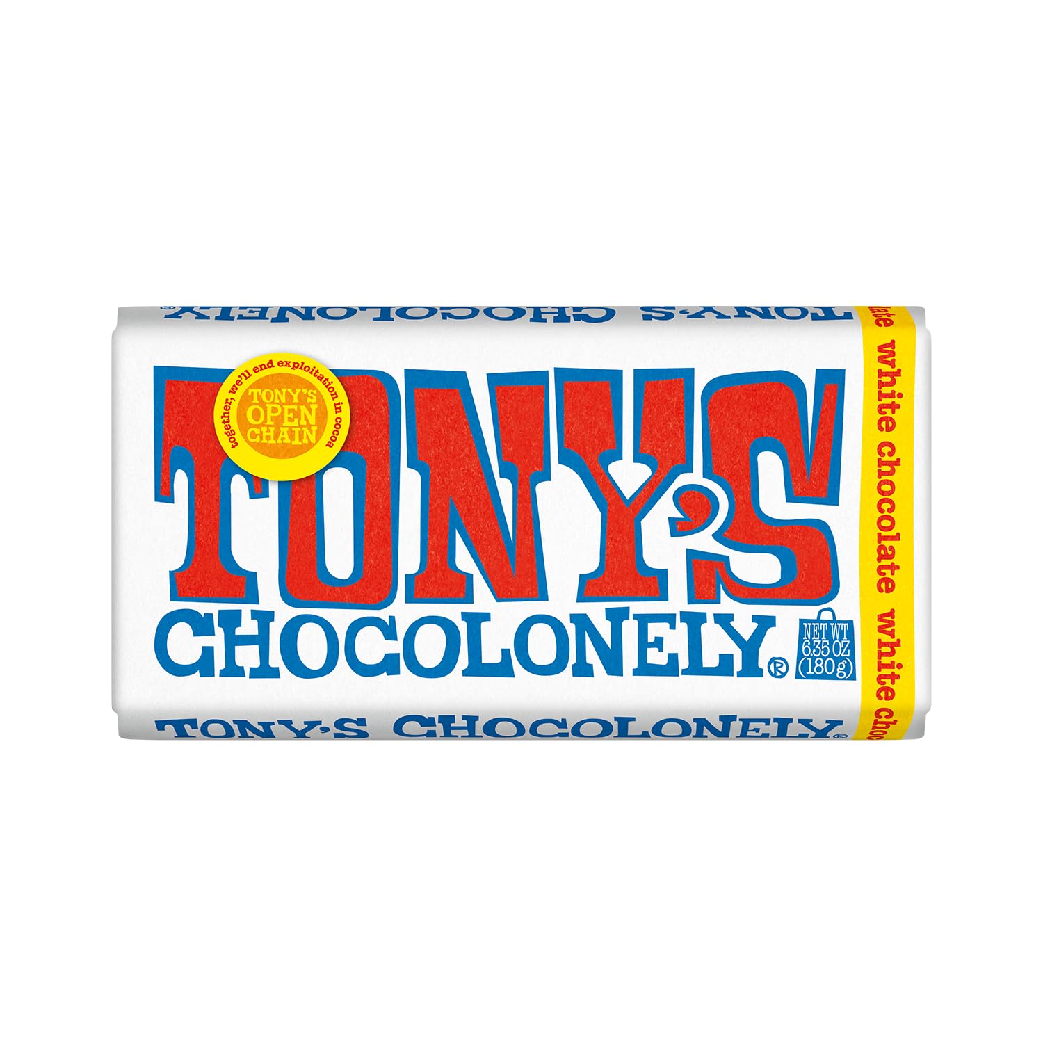Tonys Chocolonely White Chocolate Bar, 6.35 Ounces | Classic | Belgium | Holiday Gift, Chocolate Candy